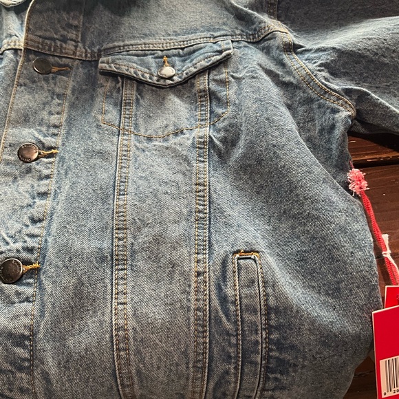 One of a Kind Handmade Denim Jacket with Paisley Design Back with Rhinestones - Picture 4 of 7